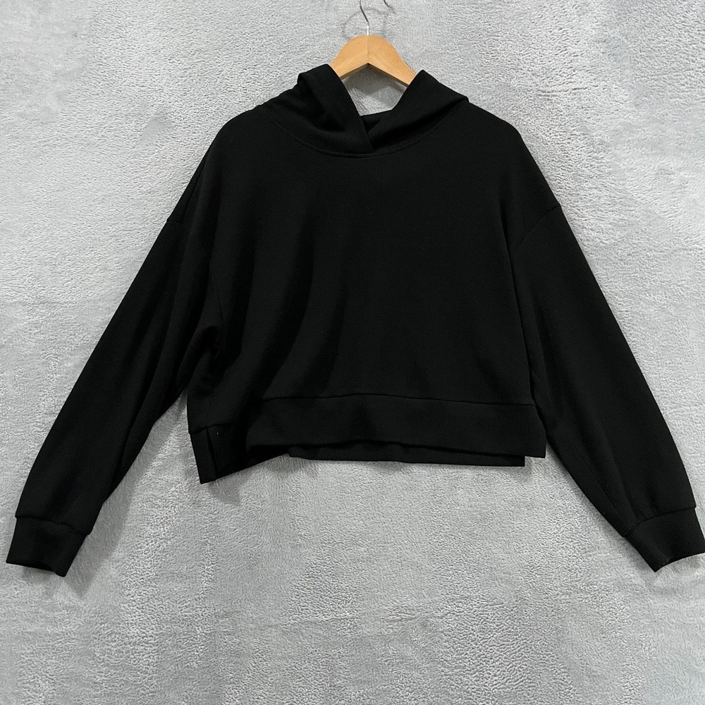 Wiholl Hoodie Womens Large Lightweight Black Grunge Boho Hippie Workout